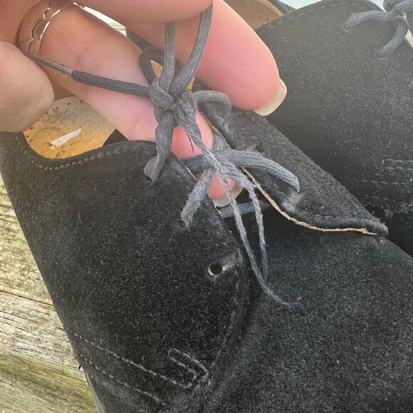 Vintage 90s Dr Martens Black Velvet 3 eyelet chunky oxfords Made in England USW5 - Picture 6 of 8